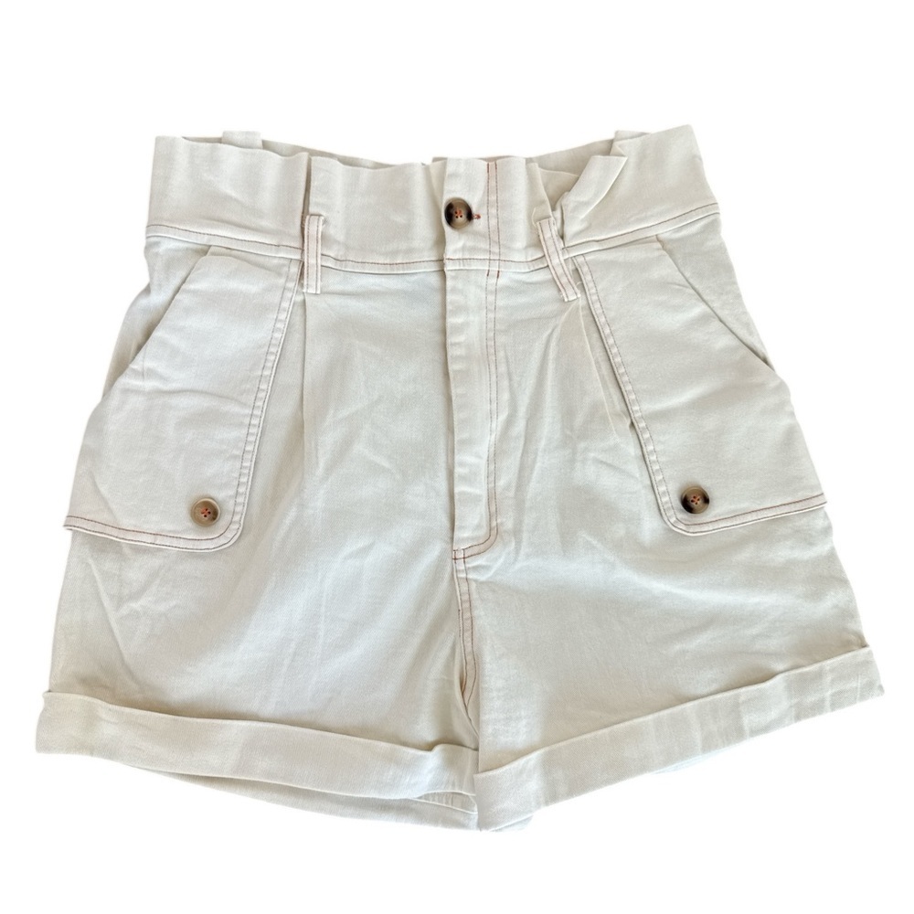 Vici Exclusive X Fate Paper Bag Shorts High Rise Tie Cream Size Medium